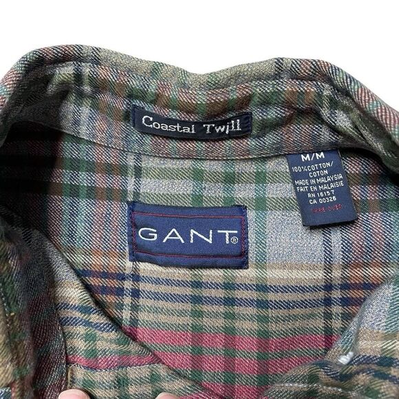 GANT Coastal Twill Long Sleeve Button Down Plaid Shirt Size Medium - Picture 7 of 7